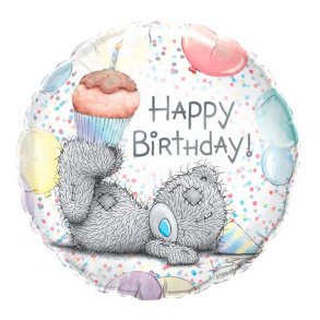 Rund Folieballon 46 cm. / HB Bamse m. Cupcake