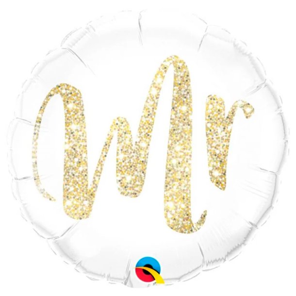 Rund "Mr" Guld Glitter Folieballon 46 cm.