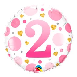 Rund Folieballon m/ Tal Pink Dots 46 cm.