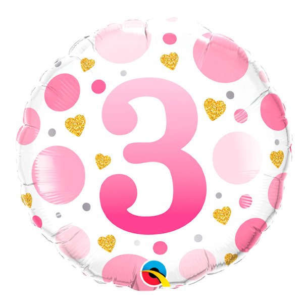 Rund Folieballon m/ Tal Pink Dots 46 cm.