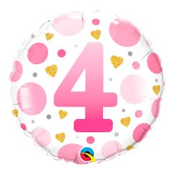 Rund Folieballon m/ Tal Pink Dots 46 cm.