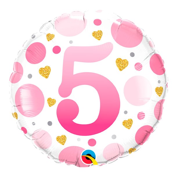 Rund Folieballon m/ Tal Pink Dots 46 cm.