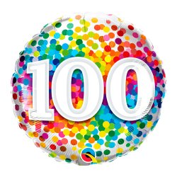 Rund Folieballon m/ Tal Regnbue Konfetti 46 cm.