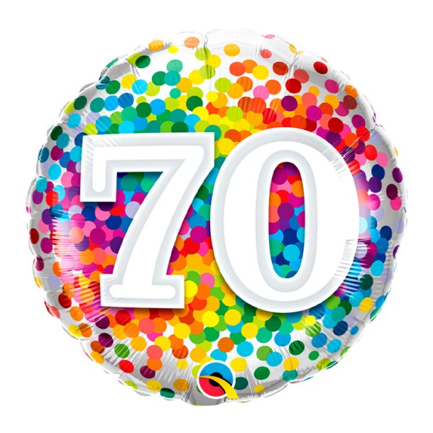 Rund Folieballon m/ Tal Regnbue Konfetti 46 cm.