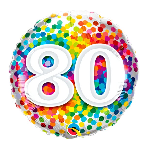 Rund Folieballon m/ Tal Regnbue Konfetti 46 cm.