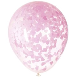 Konfettiballoner  Lyserde Hjerter / 5 stk. 
