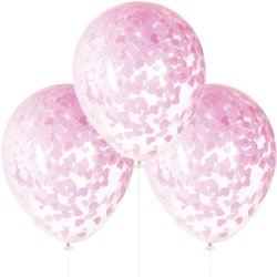 Konfettiballoner  Lyserde Hjerter / 5 stk. 