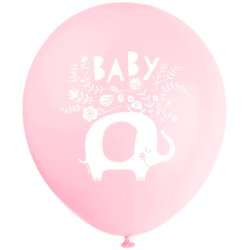 Pink Elephant Latex Balloner - Lyserd / 8 stk. 