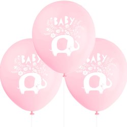 Pink Elephant Latex Balloner - Lyserd / 8 stk. 