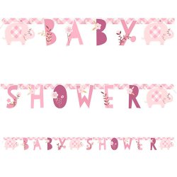 Pink Floral Elephant "Baby Shower" Banner
