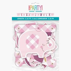 Pink Floral Elephant "Baby Shower" Banner