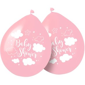 Baby Shower Latex Balloner - Pink / 8 stk. 
