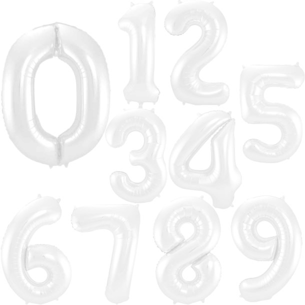 Folie Tal 0-9 86 cm. / Hvid Metallic Mat