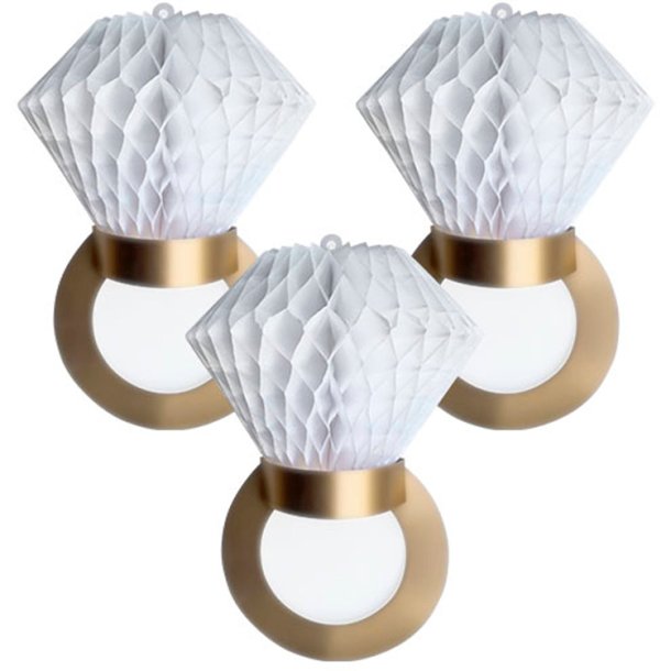 Honeycomb / Papir Ringe Hvid 3-pak.