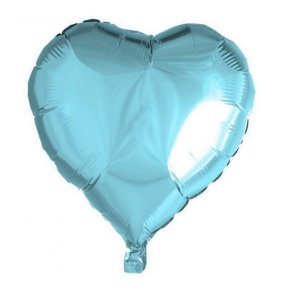 Hjerteformet Folieballon/Lysebl 45 cm.