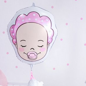 Babypige Lyserd Folieballon 40x45 Cm.
