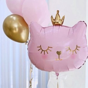 Kat Med Krone Folieballon 63x60 cm.