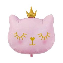 Kat Med Krone Folieballon 63x60 cm.