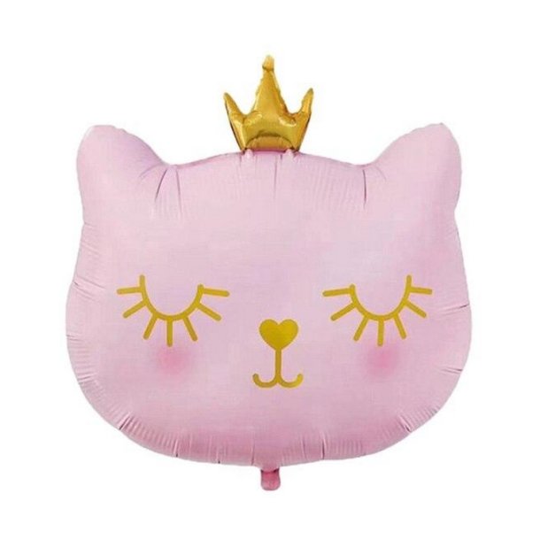 Kat Med Krone Folieballon 63x60 cm.