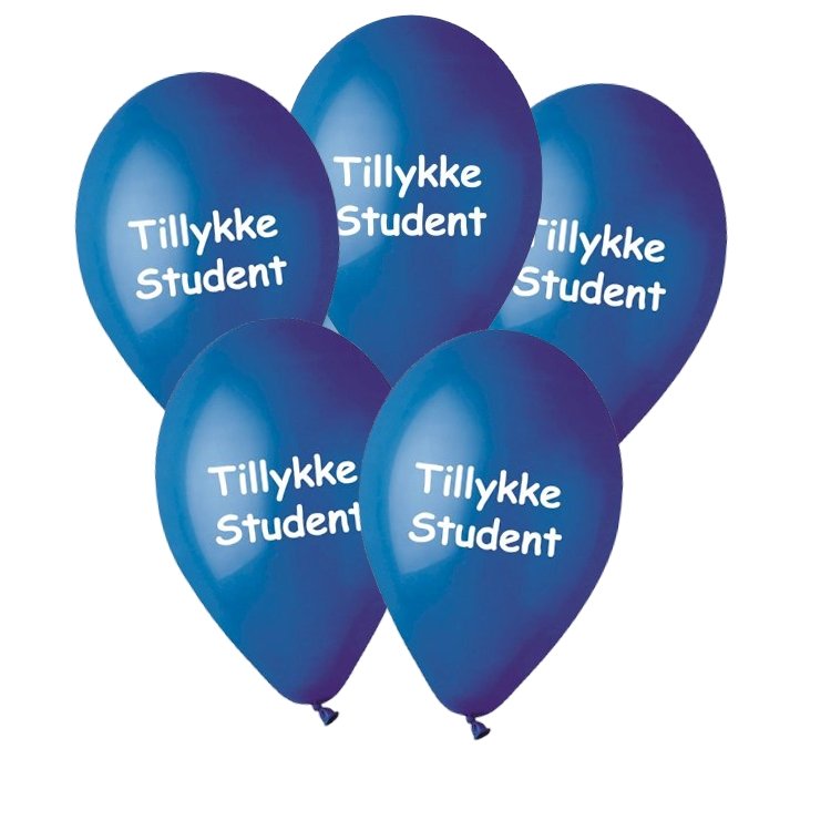 Tillykke Student' Mørke Blå/ Balloner - Blå Student