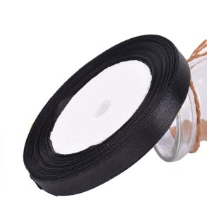 Satinbnd sort 10 mm/ 22 M.