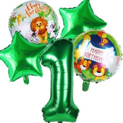 Foliebuket 5 Stk. M Tal/ Jungle 82 cm.