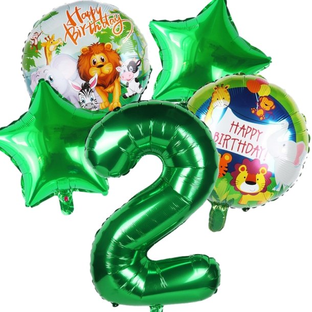 Foliebuket 5 Stk. M Tal/ Jungle 82 cm.