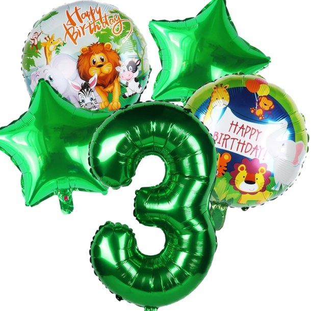 Foliebuket 5 Stk. M Tal/ Jungle 82 cm.