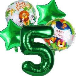 Foliebuket 5 Stk. M Tal/ Jungle 82 cm.