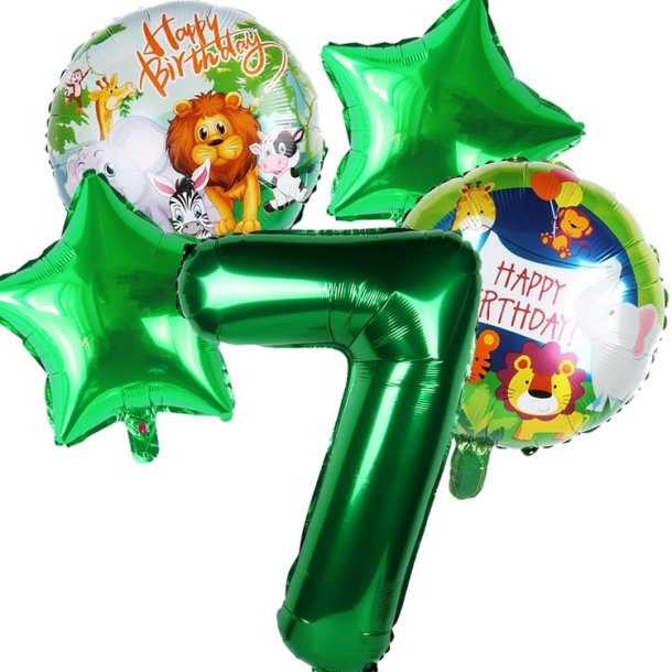 Foliebuket 5 Stk. M Tal/ Jungle 82 cm.