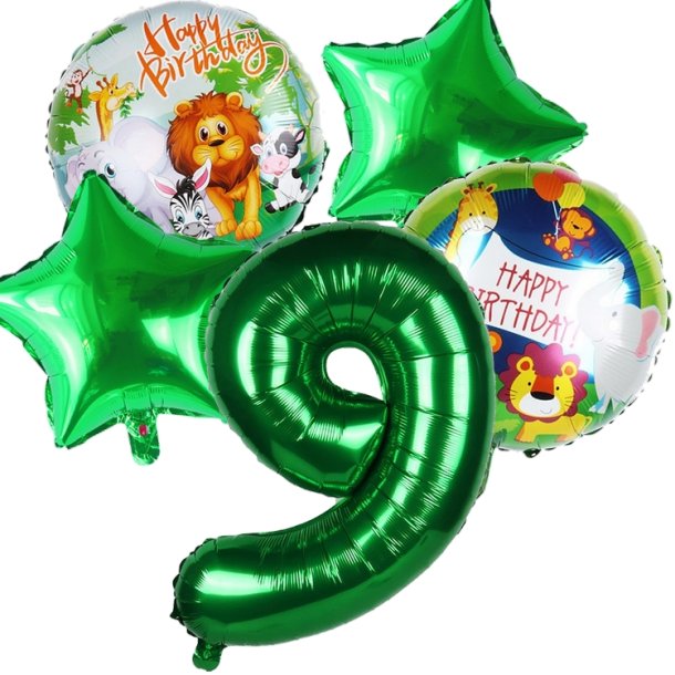 Foliebuket 5 Stk. M Tal/ Jungle 82 cm.