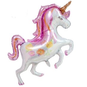 Unicorn Stejlende Folieballon 105 x 85 cm.