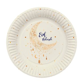 Eid Mubarak Tallerkener - 23 cm / 8 stk. - Creme
