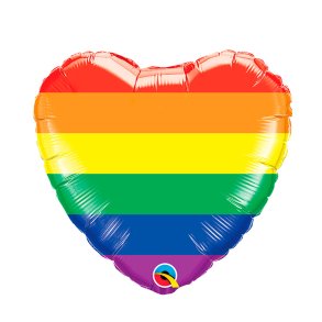 Folieballon Regnbuestribet Hjerte 46 cm.