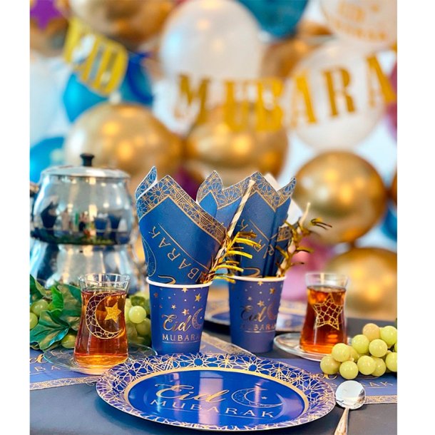 Eid Mubarak Papkrus - 250 ml / 8 stk. - Marine