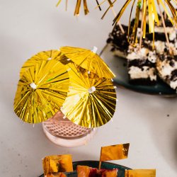 Paraplypinde Metallic Guld / 10 stk.