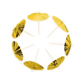 Paraplypinde Metallic Guld / 10 stk.