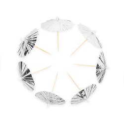 Paraplypinde Metallic Slv / 10 stk.