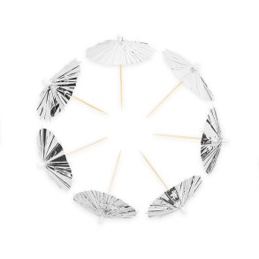 Paraplypinde Metallic Slv / 10 stk.