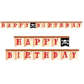Pirat Happy Birthday Banner / Rd-Brun