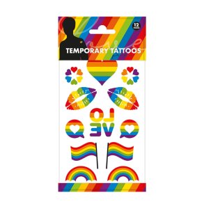  Falske Tatoveringer Regnbue / 12 stk.